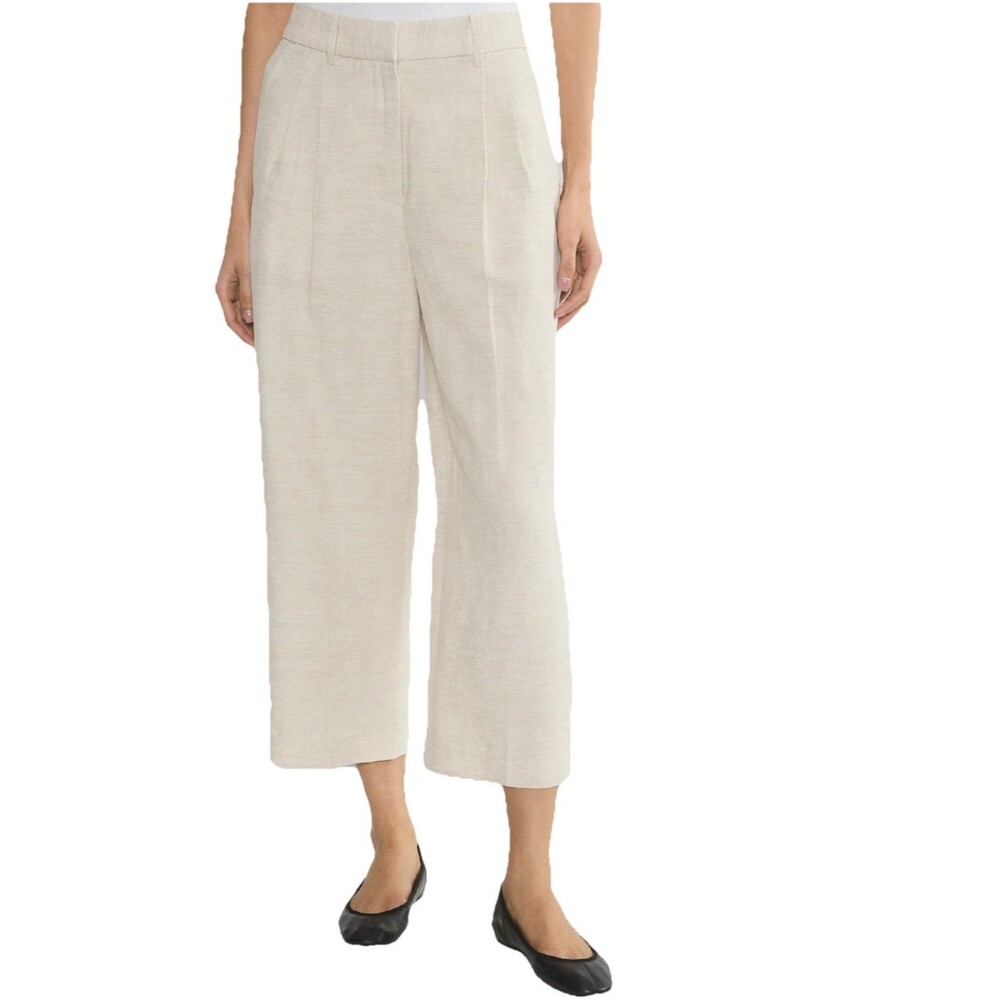 Aritzia The Effortless Pant Cropped CruiseLinen Natural Ecru $148 Size 0 Office